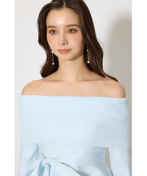 rienda（リエンダ）の「チュールレイヤードペプラムニットトップス 春服（ニット/セーター・レディース・ブラック/ブルー/ピンク/ホワイト・FREE）」の19枚目の写真