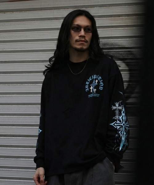 bike star（バイクスター）の「BIKE STAR クロスプリントロンT（Tシャツ/カットソー・メンズ・ブラック/ブラック系/ホワイト・M/L）」の2枚目の写真