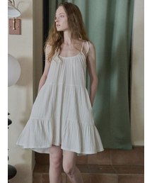 AVANT-G（アバン）の「Ribbon Shirring Mini Dress - IVORY（ワンピース）」