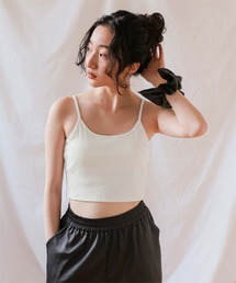 接触冷感カップ付きショート丈キャミソール