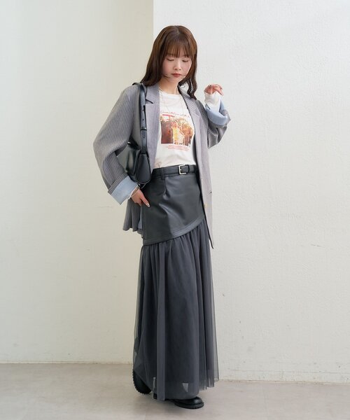 mystic（ミスティック）の「チュールドッキングスカート（スカート・レディース・アイボリー/ブラック・2/1）」の11枚目の写真