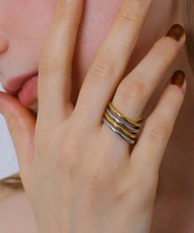 Rennet（レネット）の「【金属アレルギー対応 】 ステンレス 3連＆4連レイヤードリング（リング）」