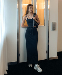 INJIACTIVE（インジアクティブ）の「ロゴジャージマキシスカートブラック（スカート）」