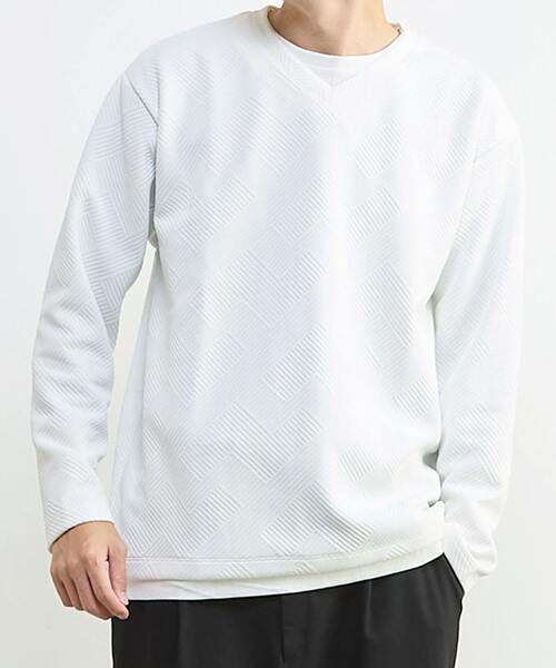 MASTER FRAME(マスターフレーム )の「【MASTER FRAME/マスターフレーム】ブリスタージャガード長袖フェイクレイヤードTシャツ(Tシャツ/カットソー・メンズ・ホワイト/ブラック・3/4/2)」の1枚目の写真