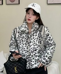 レオパード柄フェイクファー ジャケット