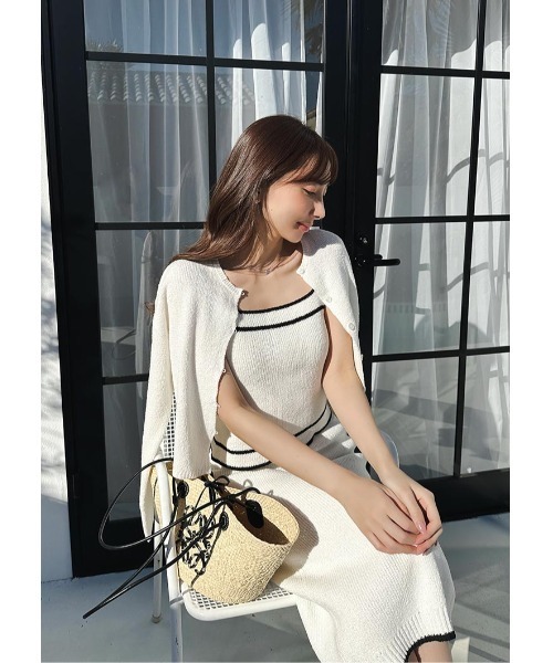 LUDICRUM(ルーディクルム)の「Loop yarn knit cardigan(カーディガン/ボレロ・レディース・ピンク/ブラック/オフホワイト・FREE)」の2枚目の写真