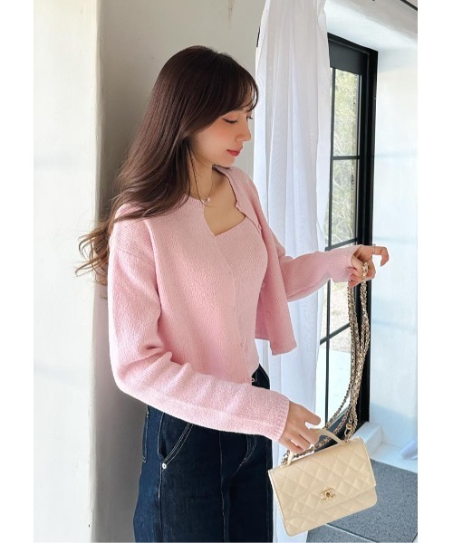 LUDICRUM(ルーディクルム)の「Loop yarn knit cardigan(カーディガン/ボレロ・レディース・ピンク/ブラック/オフホワイト・FREE)」の6枚目の写真