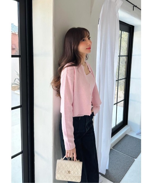 LUDICRUM(ルーディクルム)の「Loop yarn knit cardigan(カーディガン/ボレロ・レディース・ピンク/ブラック/オフホワイト・FREE)」の7枚目の写真