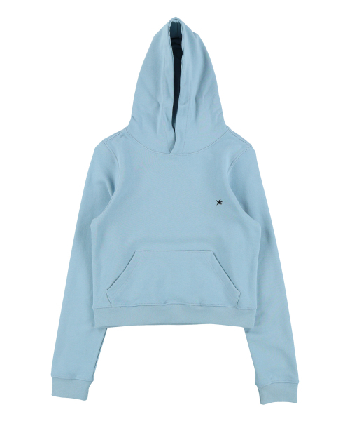 (w) TCM starfish mini logo hoodie (sky blue) — женское худи с мини‑логотипом, небесно‑голубое