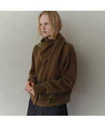 Wool muffler set cardigan