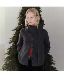 Wool muffler set cardigan