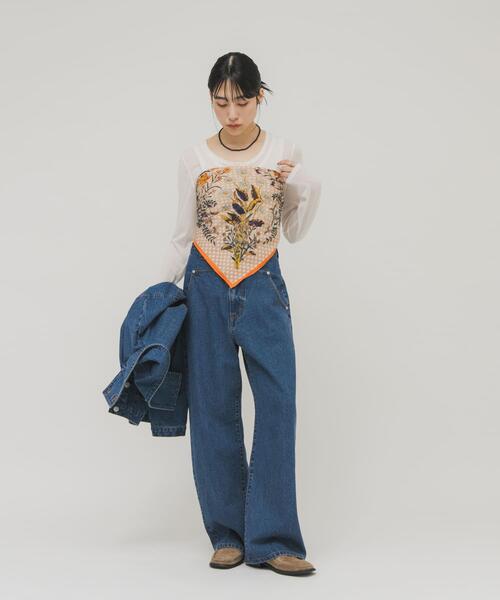 KBF（ケイビーエフ）の「ヴィンテージフラワースカーフ（バンダナ/スカーフ・レディース・レッド/オレンジ・ONE）」の12枚目の写真