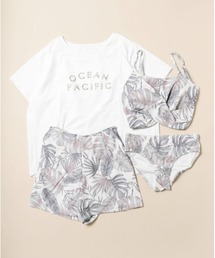 Ocean Pacific | 【OP/オーピー】レディースビキニ水着4点セット 水陸両用 半袖ラッシュガード ボードショーツ付き 総柄ビキニ(水着)(水着)