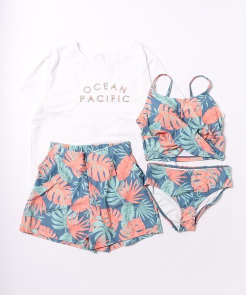 Ocean Pacific（オーシャンパシフィック）の「【OP/オーピー】レディースビキニ水着4点セット　水陸両用　半袖ラッシュガード　ボードショーツ付き　総柄ビキニ(水着)（水着・レディース・オフホワイト/ネイビー/ベージュ・SMALL/MEDIUM）」の6枚目の写真