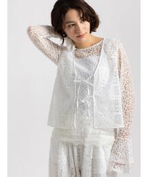 Te chichi | 【Atelier ChouChou】パネルレース刺繍前後2WAYジレ(セットアップ可)(ベスト)