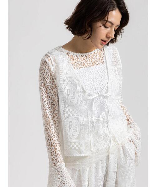 Te chichi(テチチ)の「【Atelier ChouChou】パネルレース刺繍前後2WAYジレ(セットアップ可)(ベスト・レディース・オフホワイト・F)」の6枚目の写真