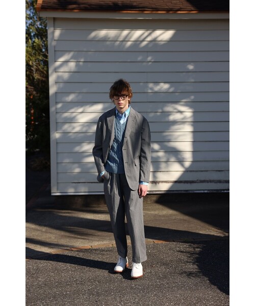 BEAMS PLUS（ビームスプラス）の「2 Pleats Anywhere(wear) Seersucker Plaid（その他パンツ・メンズ・グレー/ネイビー・X-LARGE/LARGE/MEDIUM/SMALL）」の3枚目の写真