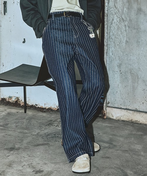 Bleme（ブレム）の「クラシック ウォバッシュ ストライプ デニムパンツ（デニムパンツ・メンズ・ブラック/ブルー・M/S/XL/L）」の2枚目の写真