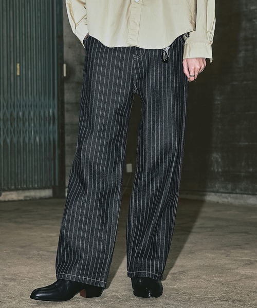 Bleme（ブレム）の「クラシック ウォバッシュ ストライプ デニムパンツ（デニムパンツ・メンズ・ブラック/ブルー・M/S/XL/L）」の4枚目の写真