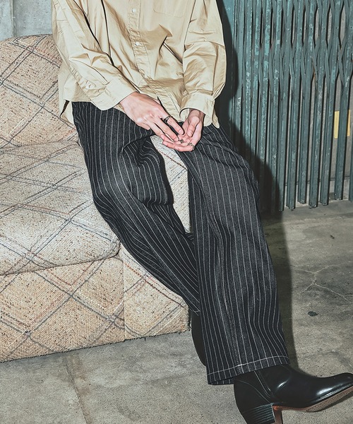 Bleme（ブレム）の「クラシック ウォバッシュ ストライプ デニムパンツ（デニムパンツ・メンズ・ブラック/ブルー・M/S/XL/L）」の9枚目の写真