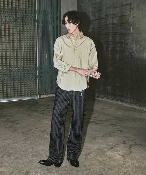 Bleme（ブレム）の「クラシック ウォバッシュ ストライプ デニムパンツ（デニムパンツ・メンズ・ブラック/ブルー・M/S/XL/L）」の13枚目の写真