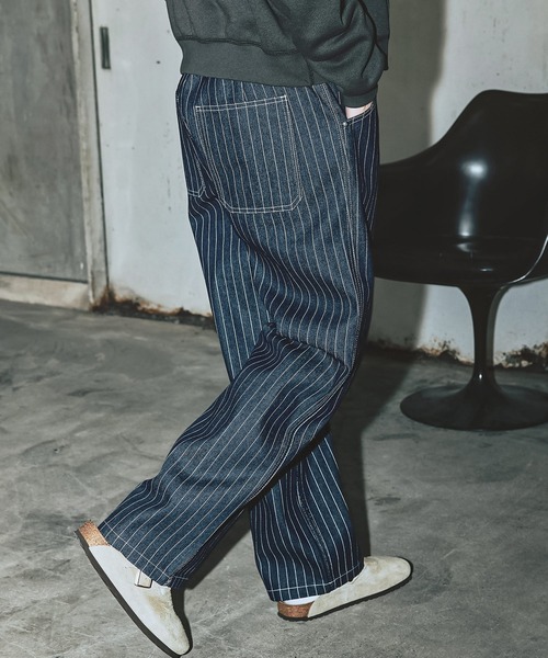 Bleme（ブレム）の「クラシック ウォバッシュ ストライプ デニムパンツ（デニムパンツ・メンズ・ブラック/ブルー・M/S/XL/L）」の17枚目の写真