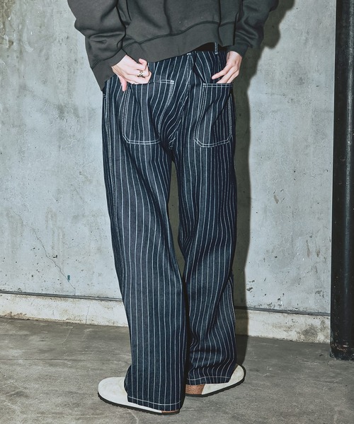 Bleme（ブレム）の「クラシック ウォバッシュ ストライプ デニムパンツ（デニムパンツ・メンズ・ブラック/ブルー・M/S/XL/L）」の19枚目の写真