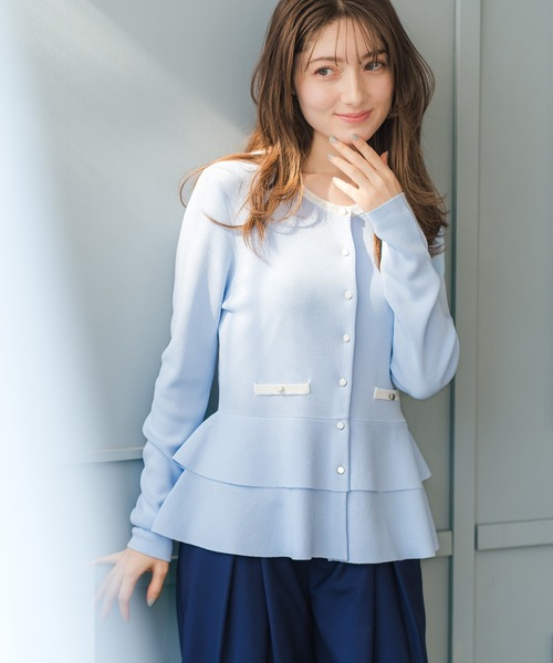 2026春夏新作 総針ダブルペプラムカーディガン