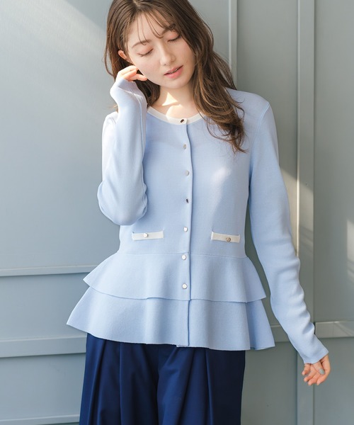 MISCH MASCH(ミッシュマッシュ)の「2026春夏新作 総針ダブルペプラムカーディガン(カーディガン/ボレロ・レディース・ブルー/ホワイト/グレー・フリ-)」の17枚目の写真