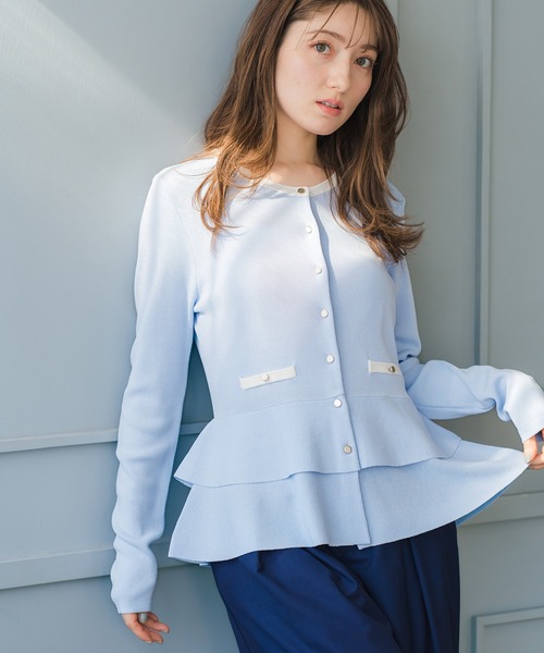 MISCH MASCH(ミッシュマッシュ)の「2026春夏新作 総針ダブルペプラムカーディガン(カーディガン/ボレロ・レディース・ブルー/ホワイト/グレー・フリ-)」の18枚目の写真