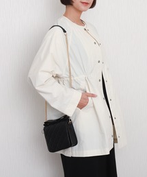 ナイロンウエストドロストノーカラーコート(防花粉加工/撥水/軽量)