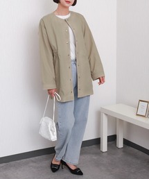 libelle more（リベル モア）の「ナイロンウエストドロストノーカラーコート（防花粉加工／撥水／軽量）（ノーカラーコート）」