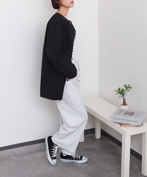 libelle more（リベル モア）の「【防花粉加工】ナイロンノーカラーコート（ノーカラーコート・レディース・アイボリー/グレイッシュベージュ/カーキ/ブラック/モカ/ネイビー・M/L）」の18枚目の写真