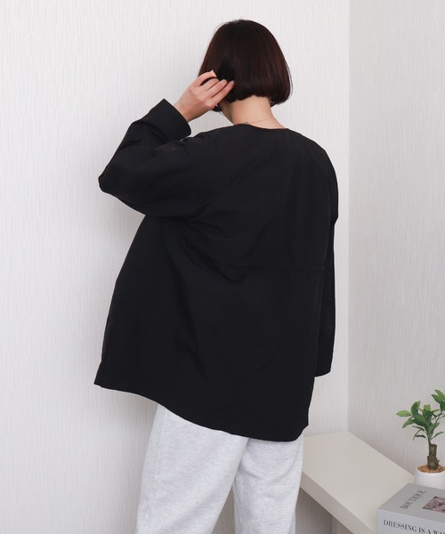 libelle more（リベル モア）の「【防花粉加工】ナイロンノーカラーコート（ノーカラーコート・レディース・アイボリー/グレイッシュベージュ/カーキ/ブラック/モカ/ネイビー・M/L）」の21枚目の写真