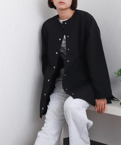 libelle more（リベル モア）の「【防花粉加工】ナイロンノーカラーコート（ノーカラーコート・レディース・アイボリー/グレイッシュベージュ/カーキ/ブラック/モカ/ネイビー・M/L）」の22枚目の写真