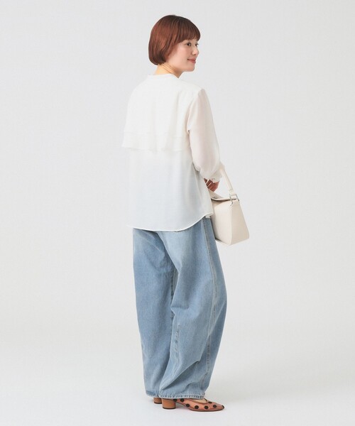 Ray BEAMS（レイビームス）の「ボウタイ Wヨーク ブラウス（シャツ/ブラウス・レディース・サックスブルー/オフホワイト・ONE SIZE）」の5枚目の写真