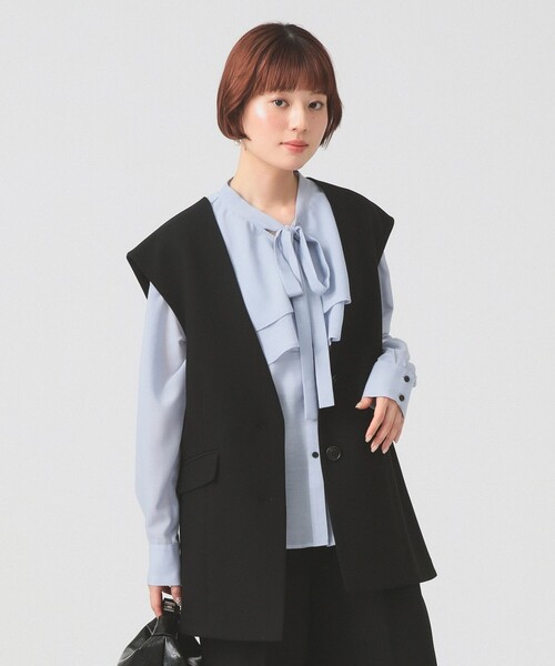 Ray BEAMS（レイビームス）の「ボウタイ Wヨーク ブラウス（シャツ/ブラウス・レディース・サックスブルー/オフホワイト・ONE SIZE）」の8枚目の写真