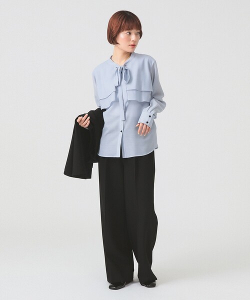 Ray BEAMS（レイビームス）の「ボウタイ Wヨーク ブラウス（シャツ/ブラウス・レディース・サックスブルー/オフホワイト・ONE SIZE）」の9枚目の写真