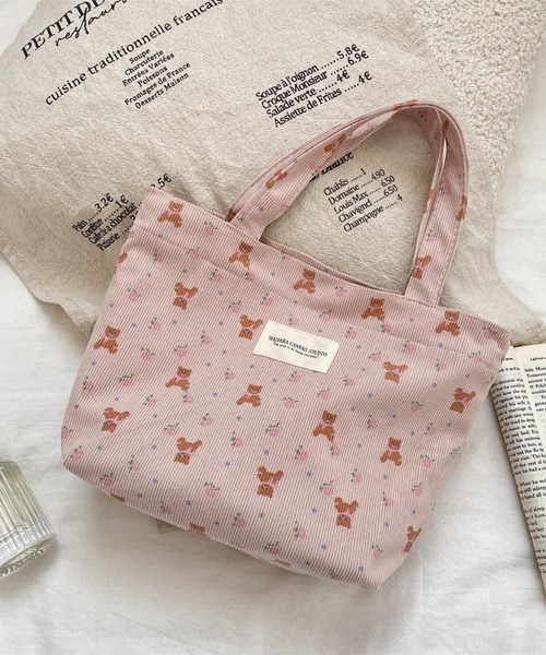 Mignonjour(ミニョンジュール)の「Mignonjour/フラワー柄コーデュロイミニトートバッグ M2889(トートバッグ・レディース・その他7/その他4/その他6/その他5/その他3/その他2/その他1・FREE)」の3枚目の写真