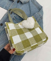 Mignonjour/ハートチャーム付きチェック柄ミニトートバッグ M2891