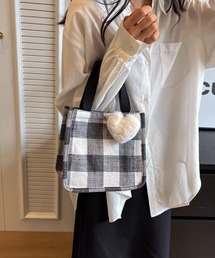 Mignonjour/ハートチャーム付きチェック柄ミニトートバッグ M2891