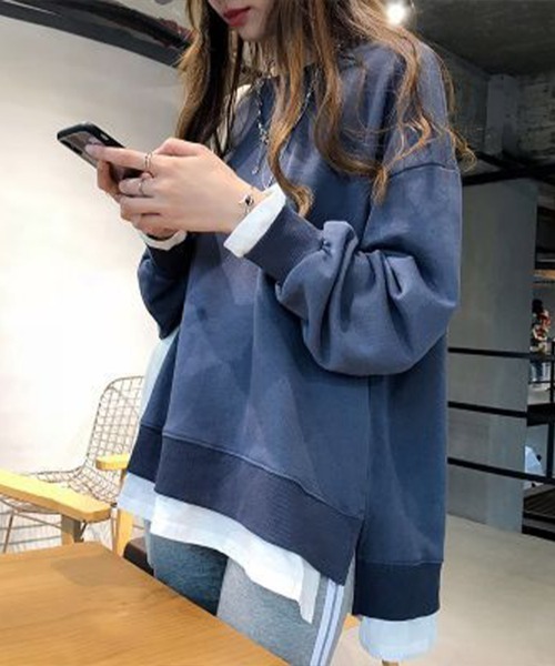 Flugge(フラッジー)の「レイヤードスウェットプルオーバー(スウェット・レディース・イエロー/ブルー/グレー/ブラック/レッド・FREE)」の1枚目の写真