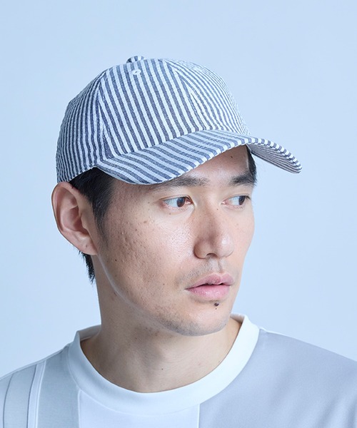 UNION STATION（ユニオンステーション）の「シアサッカー6パネルキャップ（キャップ・メンズ・ブラック/ホワイト×ネイビー・FREE）」の5枚目の写真