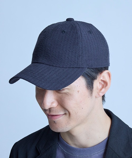 UNION STATION（ユニオンステーション）の「シアサッカー6パネルキャップ（キャップ・メンズ・ブラック/ホワイト×ネイビー・FREE）」の7枚目の写真