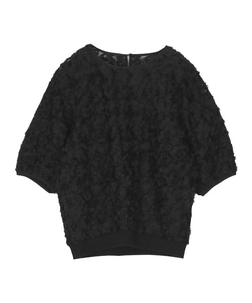 UR'S(ユアーズ)の「ジャガードチュールシアープルオーバー(Tシャツ/カットソー・レディース・アイボリー/ピンク/ブラック・S/M/L)」の18枚目の写真