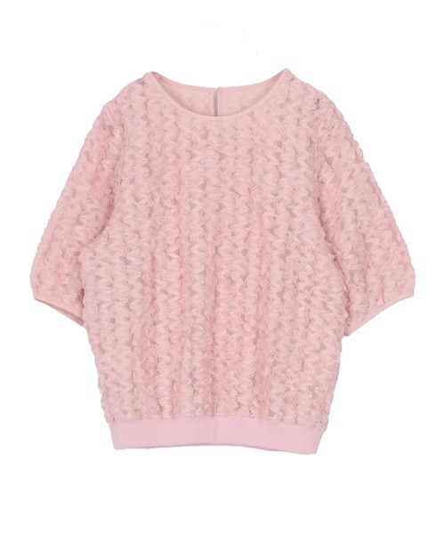 UR'S(ユアーズ)の「ジャガードチュールシアープルオーバー(Tシャツ/カットソー・レディース・アイボリー/ピンク/ブラック・S/M/L)」の19枚目の写真