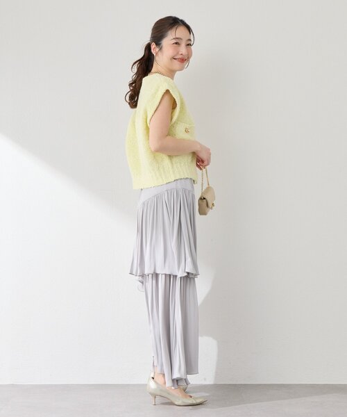 La boutique BonBon(ラブティックボンボン)の「【着回し力抜群】ペーパーヤーンニットベスト(ニット/セーター・レディース・オフホワイト/イエロー/サックスブルー・FREE)」の15枚目の写真
