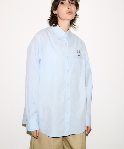 SLY(スライ)の「ESQWE COTTON LOOSE SHTHROW エスクェコットンルーズシャツ 春服(シャツ/ブラウス・レディース・ホワイト系その他2/ライトブルー・FREE)」の1枚目の写真