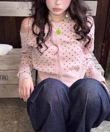 Vipoa（ヴィポア）の「オフショルポルカドットカーディガン（カーディガン/ボレロ）」