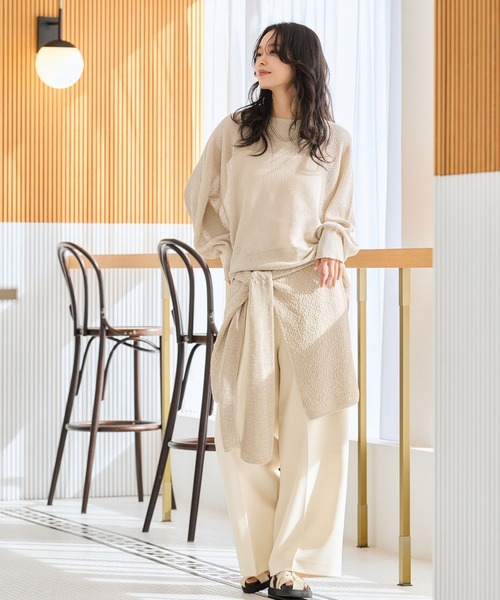 BARNYARDSTORM（バンヤードストーム）の「BARNYARDSTORM / ペーパーヤーンマルチストール（ストール/ショール・レディース・ベージュ・FREE）」の5枚目の写真